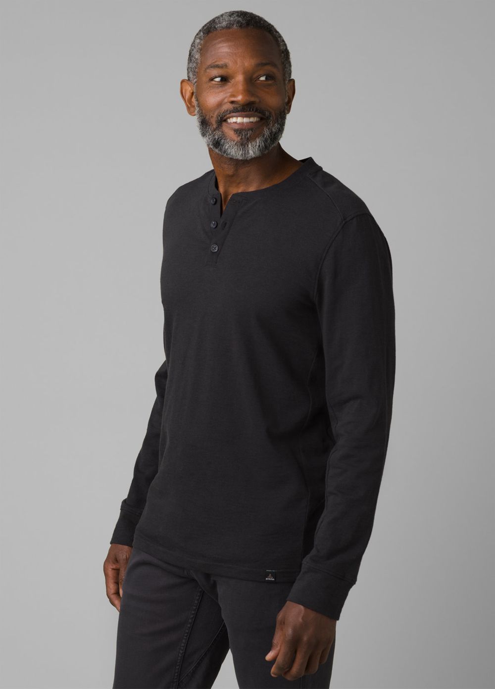 Black Men's PrAna Ronnie Henley Shirts | XJDTHS038