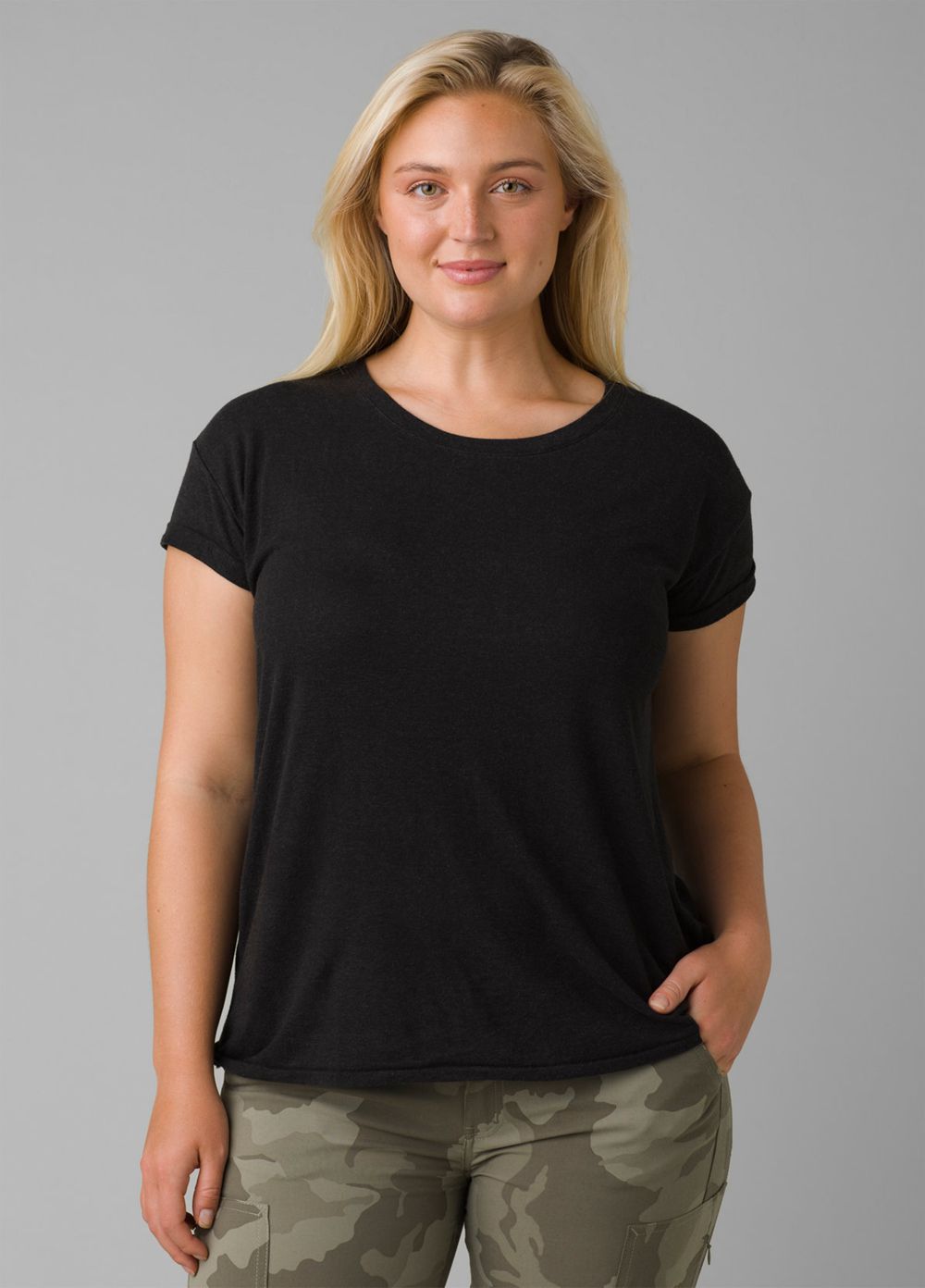 Black Women's PrAna Cozy Up T-Shirts | TCZANP745