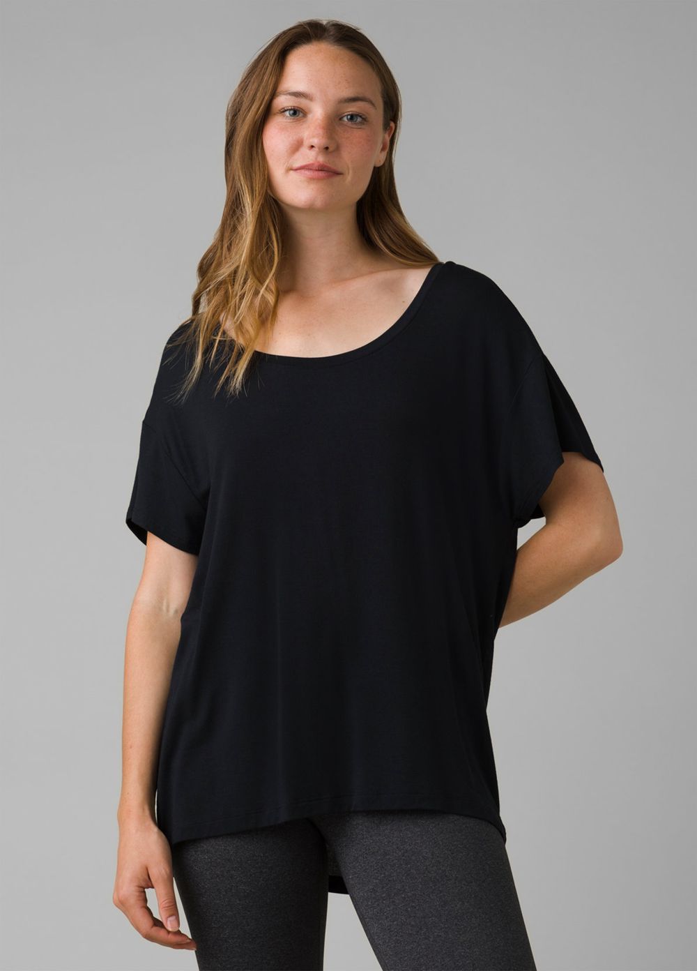 Black Women's PrAna Foundation Slouch T-Shirts | BHIMRA473