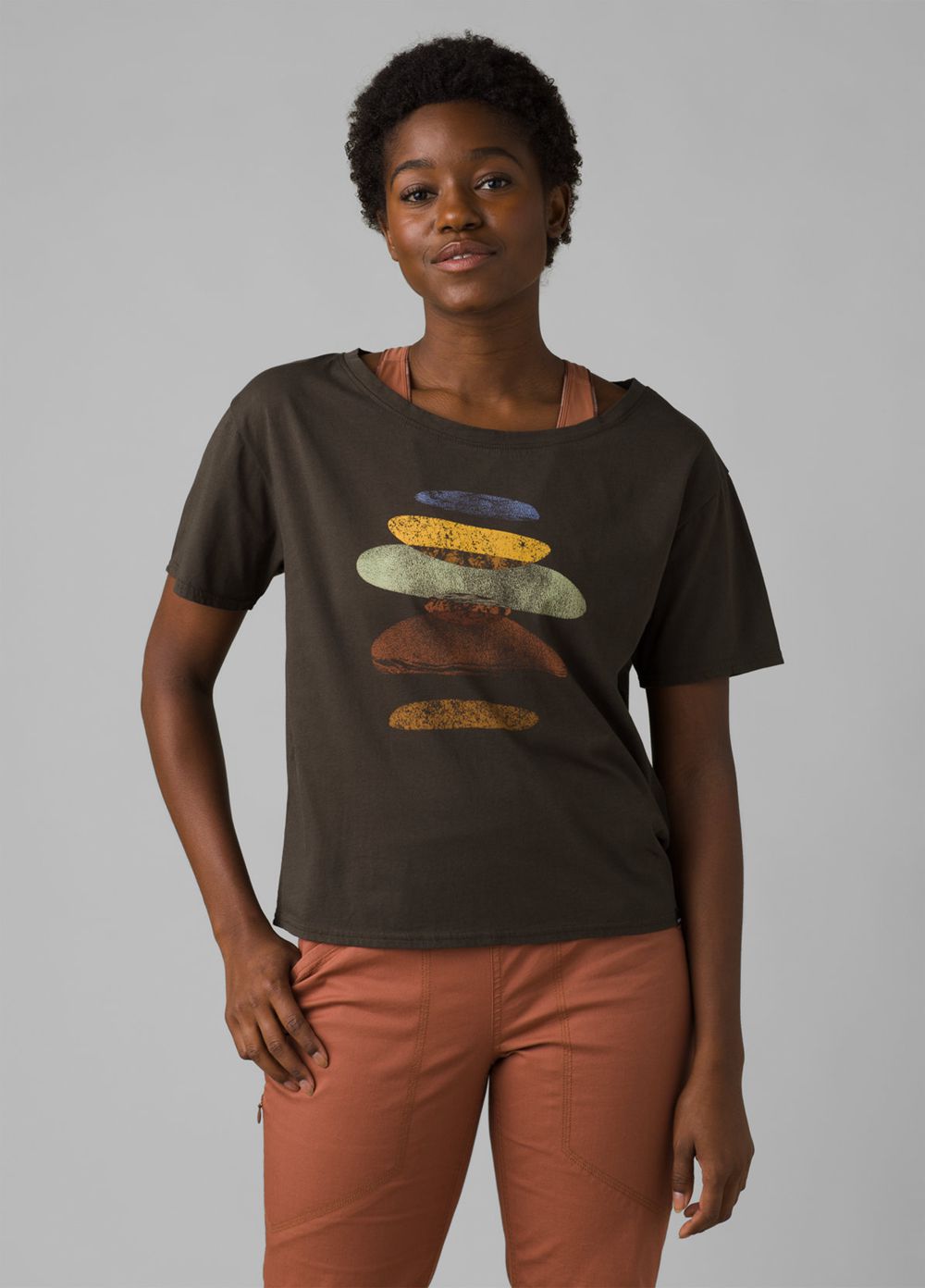 Black Women's PrAna Organic Graphic T-Shirts | HGLUAZ634