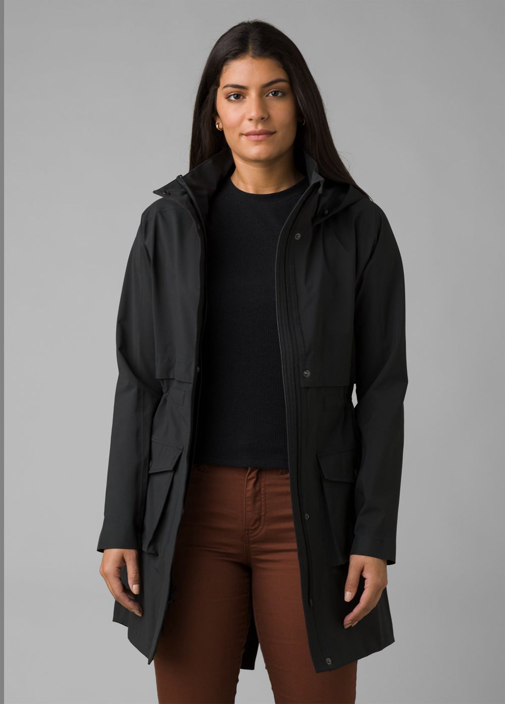 Black Women's PrAna Othello Falls Trench Jackets | CUBFTN851