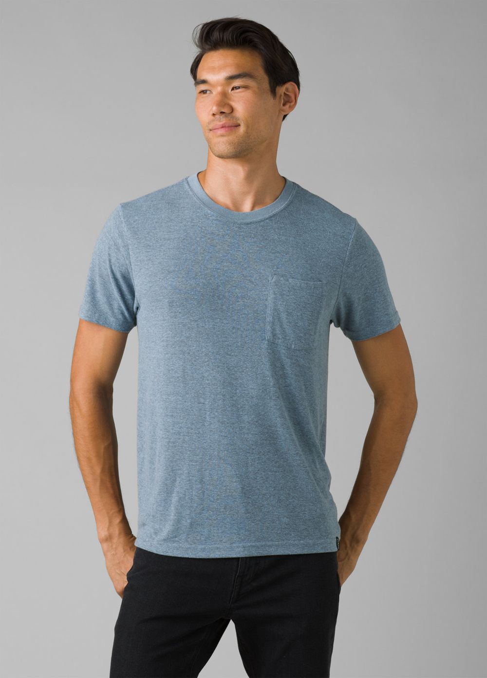 Blue Men's PrAna Cardiff Short Sleeve Pocket T-Shirts | ZVMYJG749