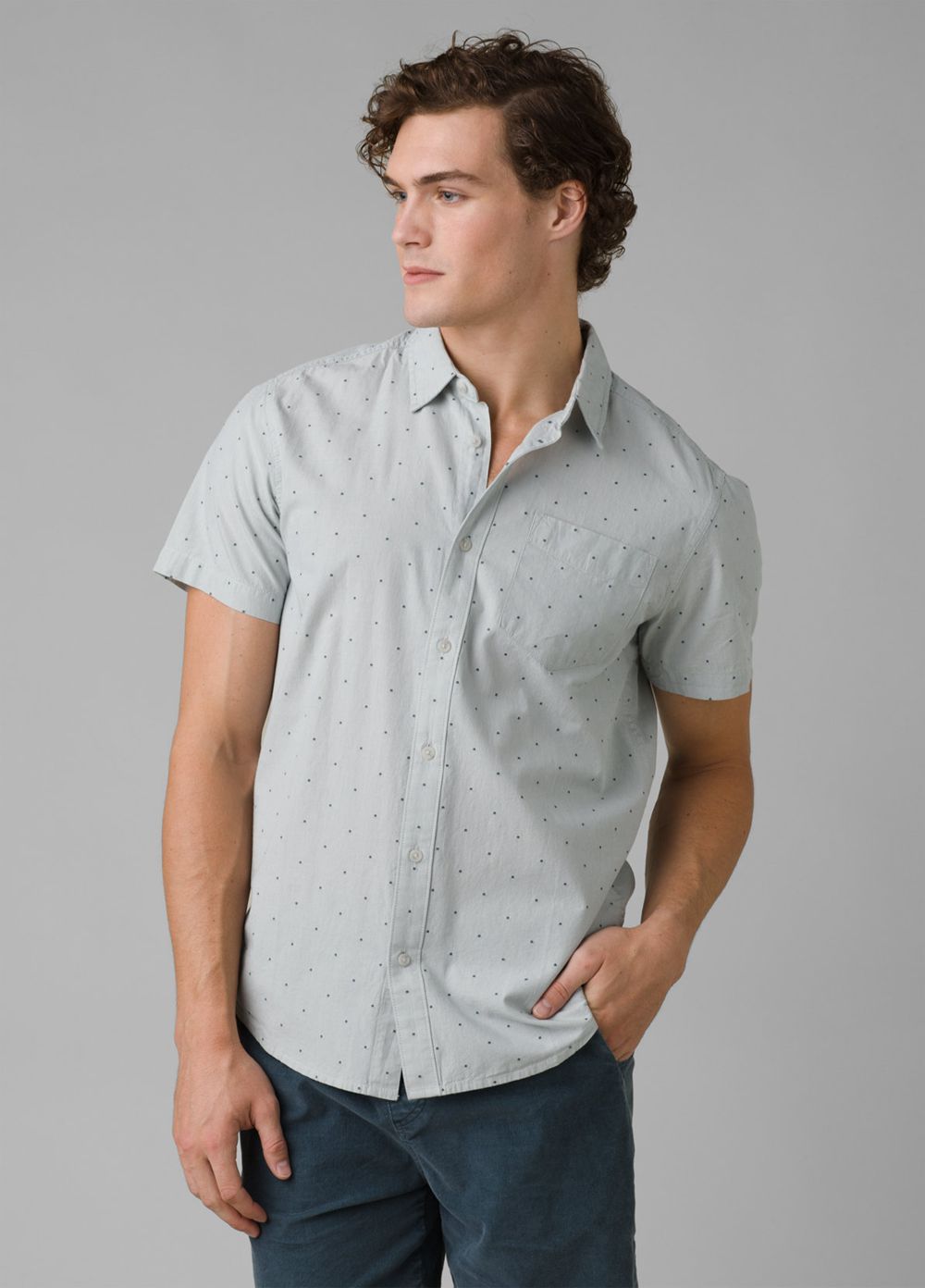 Blue Men's PrAna Park Hill Shirts | USNPKF219