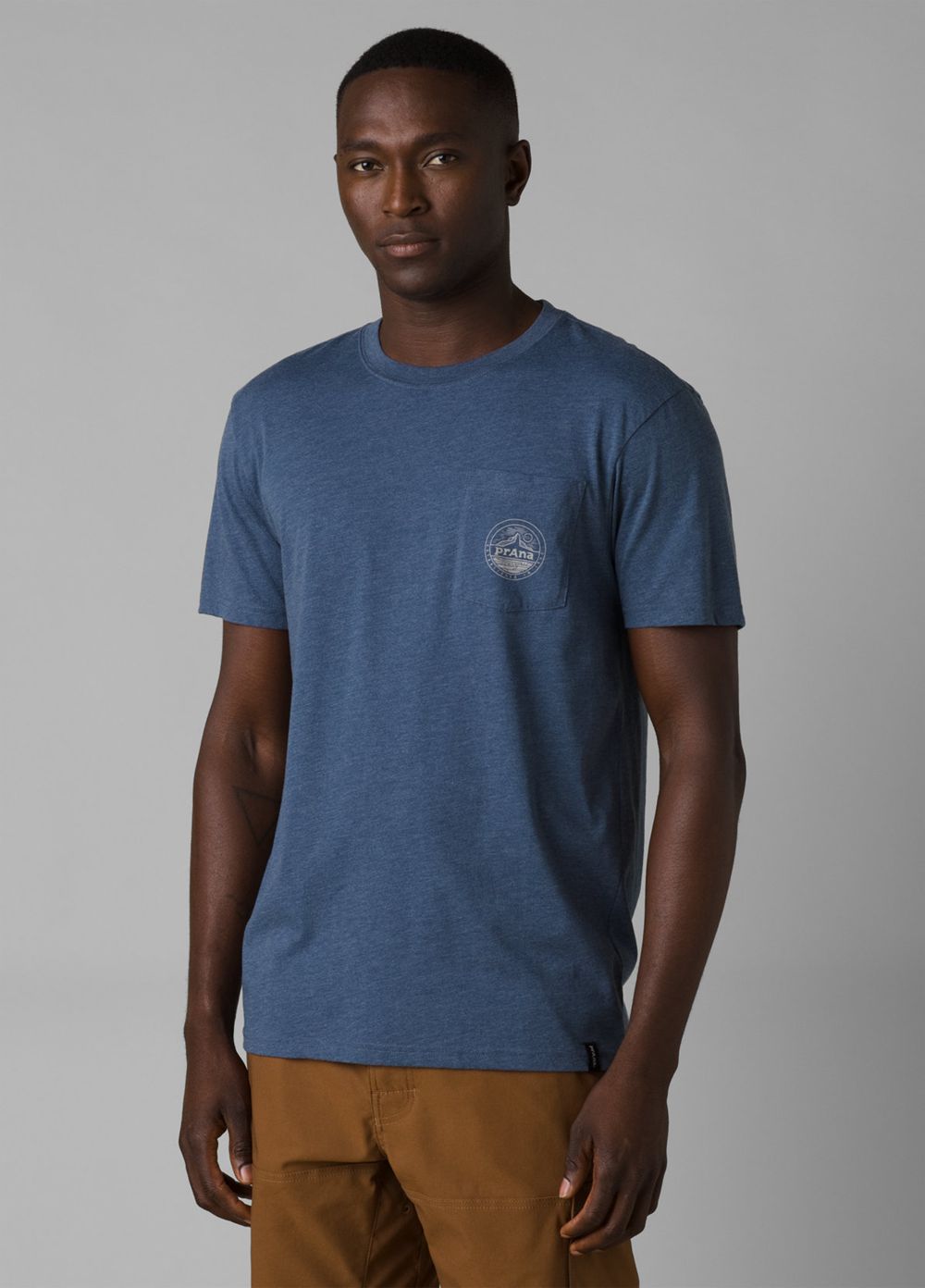 Blue Men's PrAna Patch Print T-Shirts | ZRWTCV246