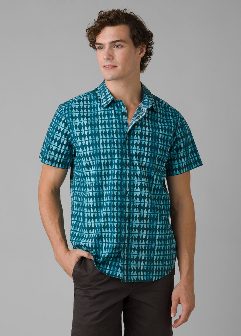 Blue Men's PrAna Roots Studio Shirts | DVBUHS046