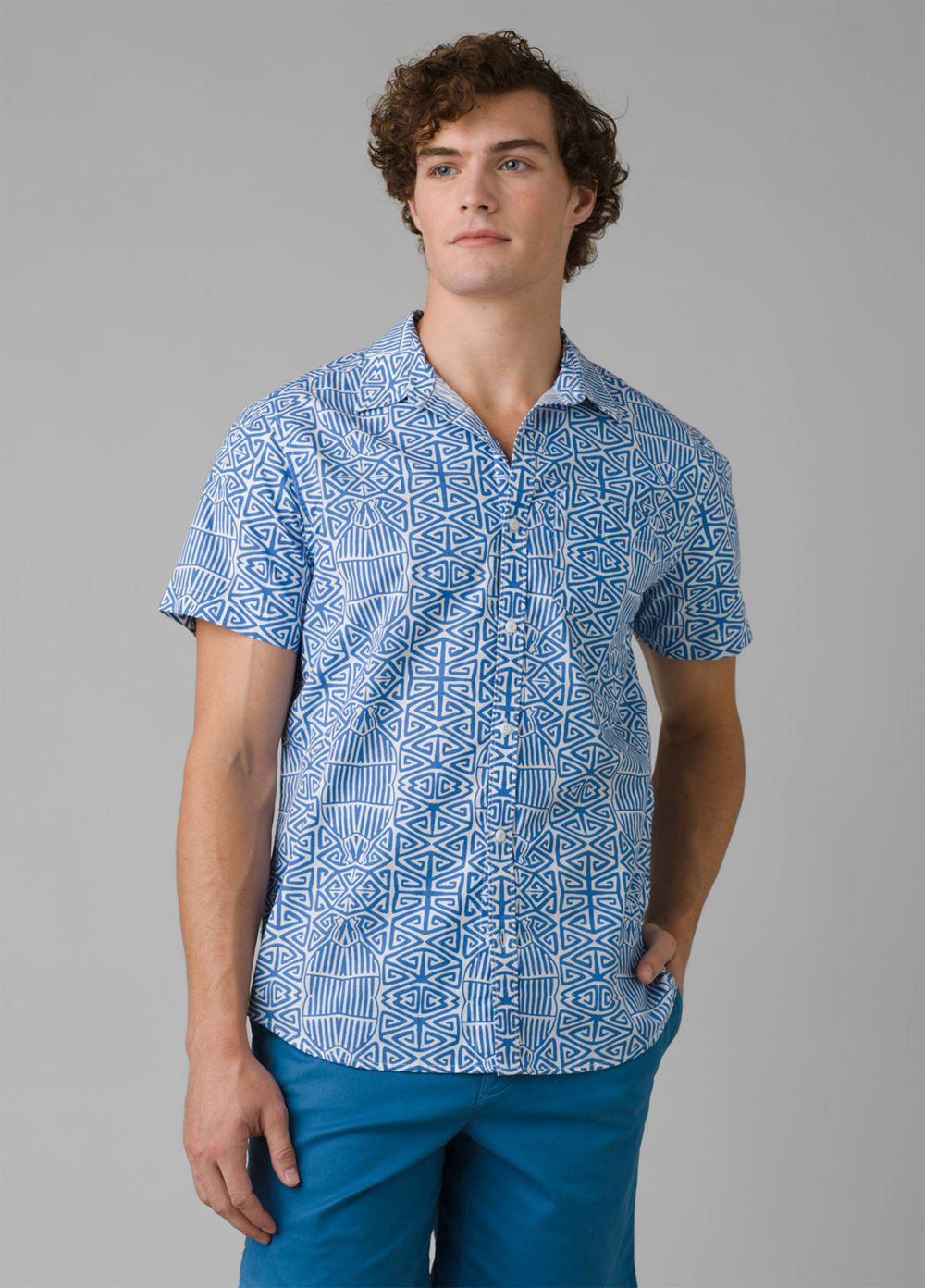 Blue Men's PrAna Roots Studio Shirts | USMHVN840