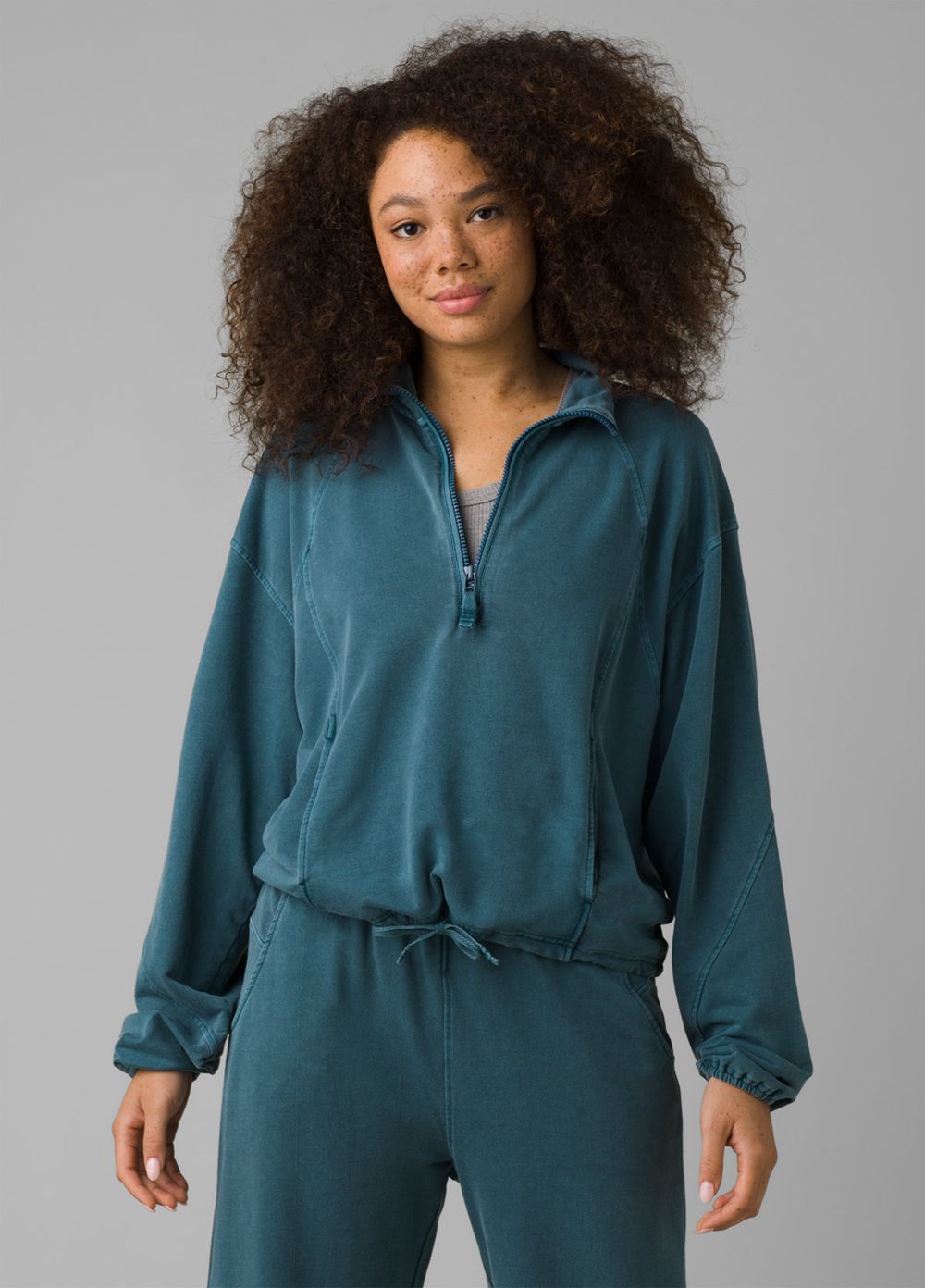 Blue Women's PrAna Calimero 1/2 Zip Sweaters | ISWQAB632