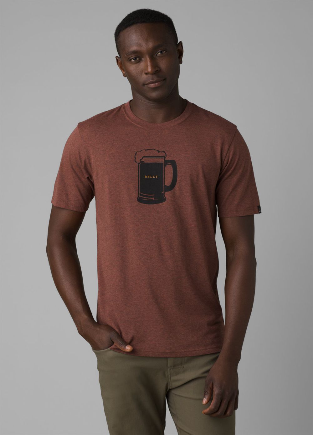 Brown Men's PrAna Beer Belly Journeyman T-Shirts | SWZQNT864