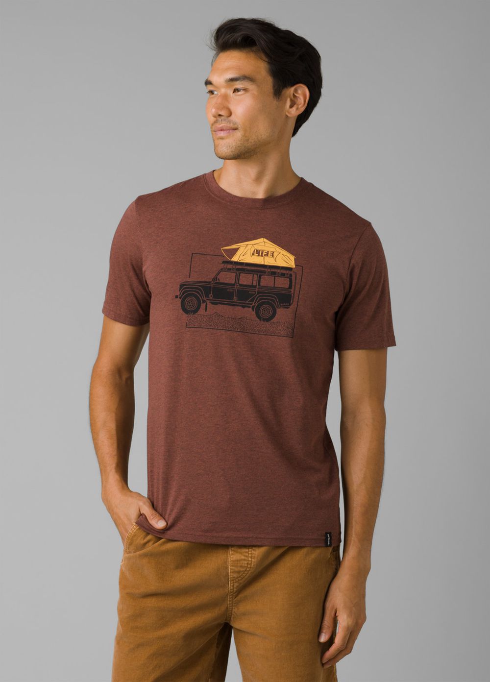 Brown Men's PrAna Camp Life Journeyman T-Shirts | UZLPIA527