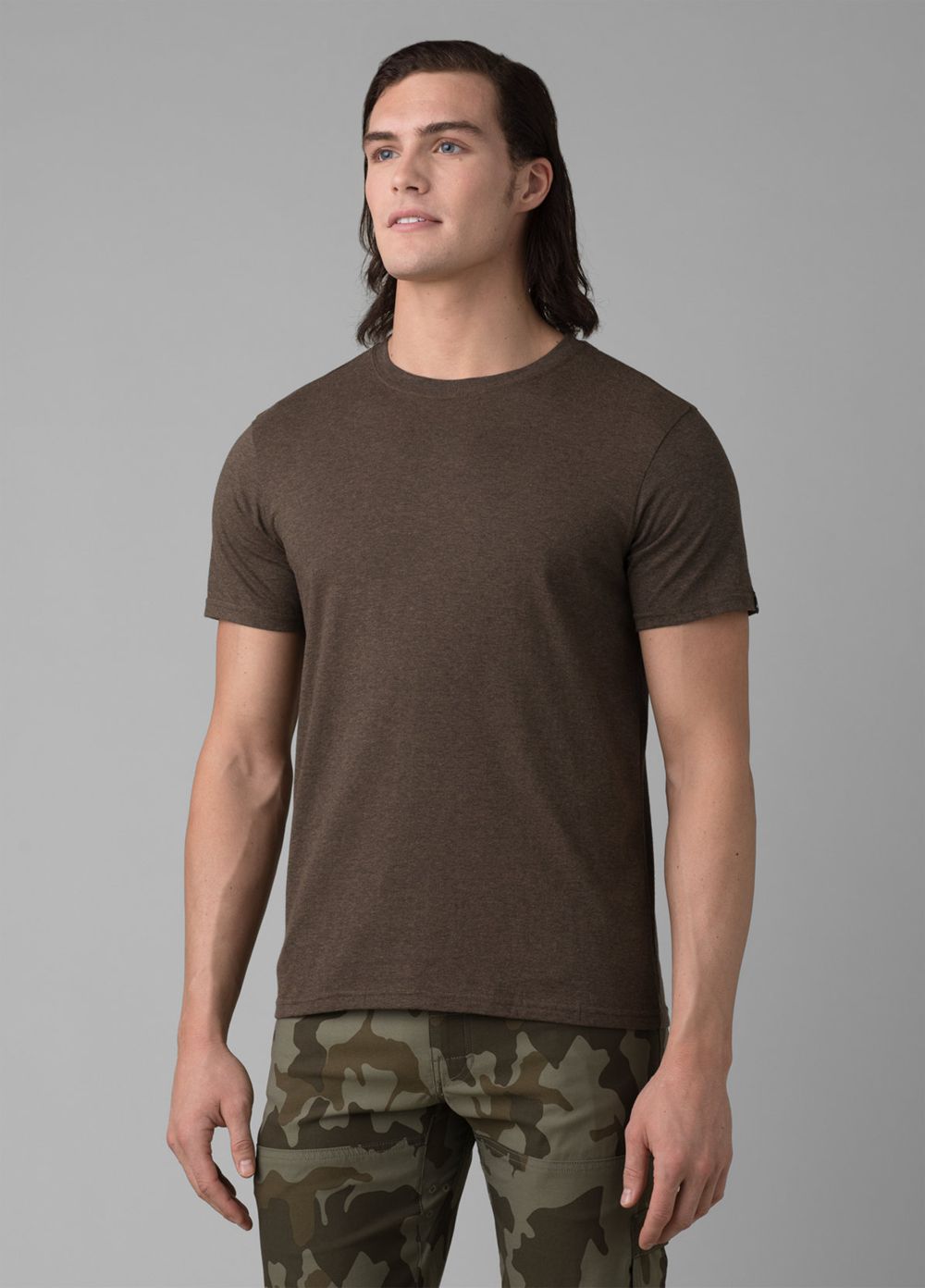 Brown Men's PrAna Crew T-Shirts | YILZUR193