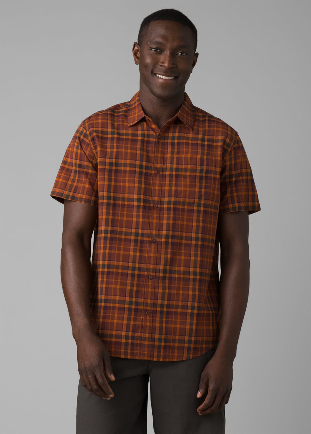 Brown Men's PrAna Groveland Shirts | FJHPLR068