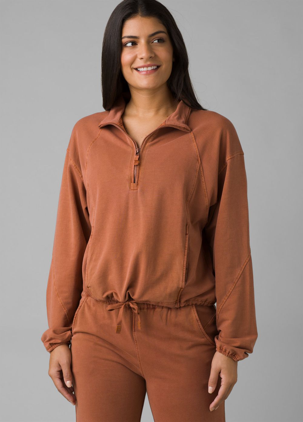 Brown Women's PrAna Calimero 1/2 Zip Sweaters | MIBCXO961