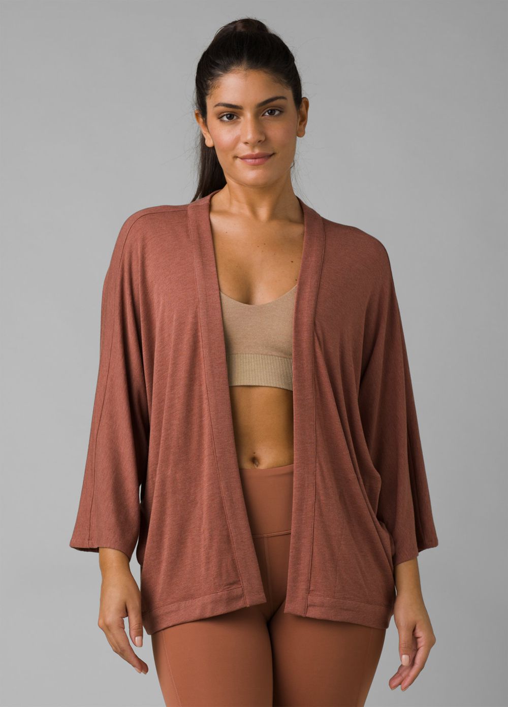 Brown Women's PrAna Foundation Seabrook Wrap Sweaters | ZBHUME450