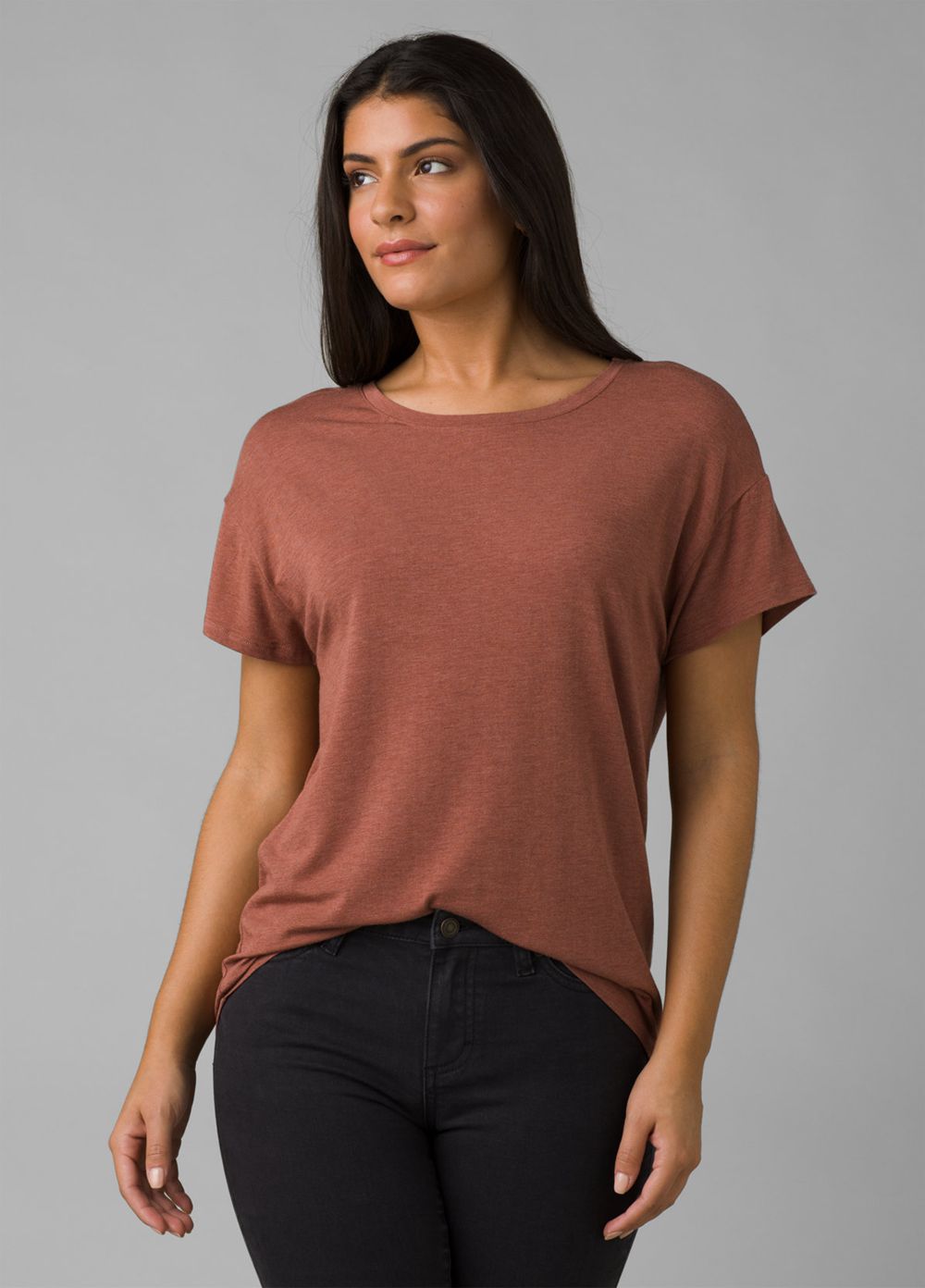 Brown Women's PrAna Foundation Slouch T-Shirts | HINSRQ507