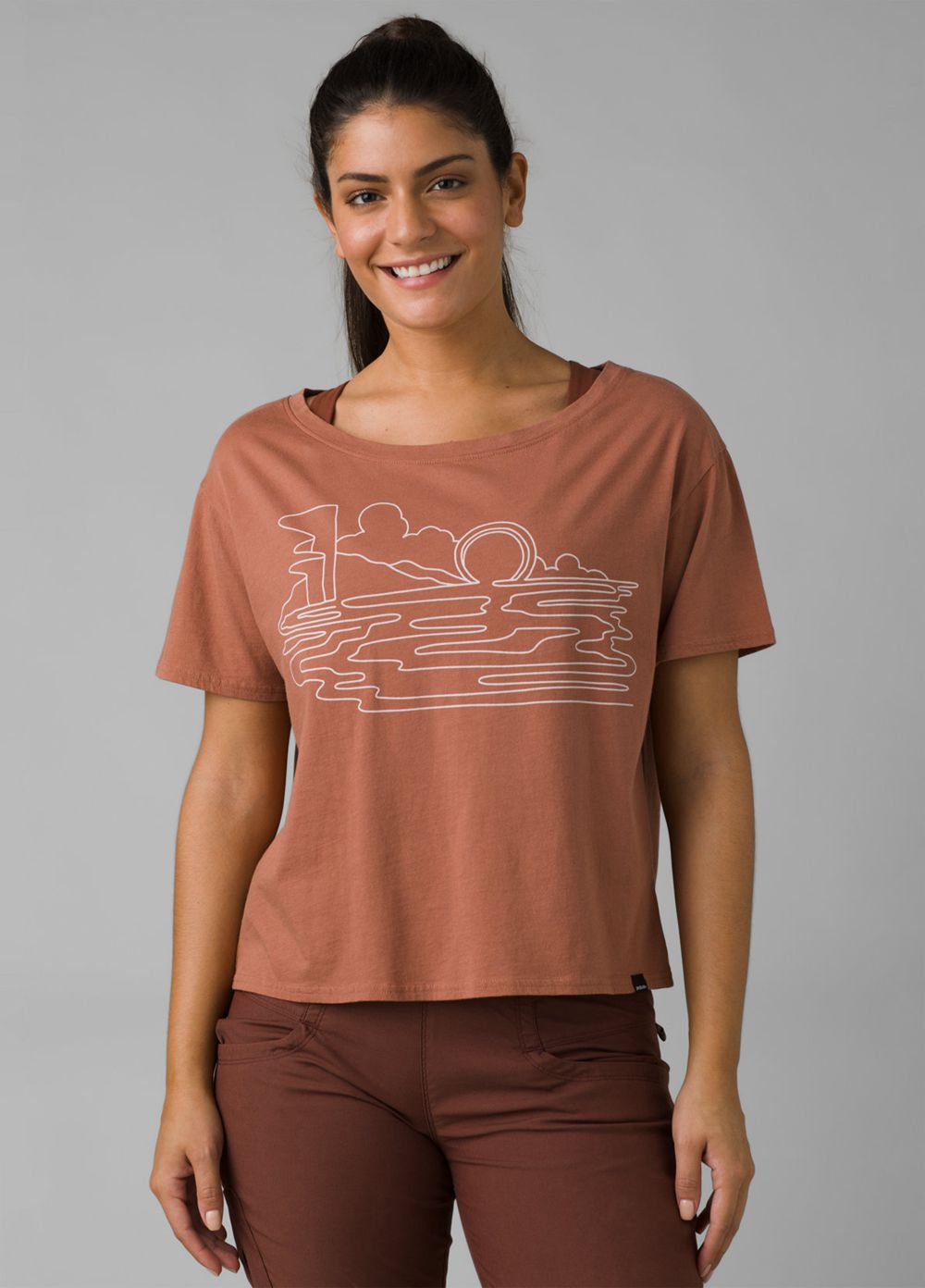 Brown Women's PrAna Organic Graphic T-Shirts | WEBSNP079