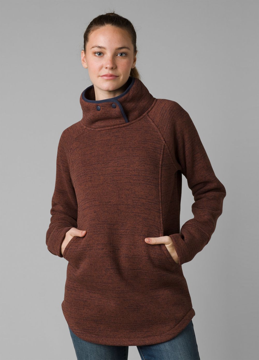 Brown Women's PrAna Tri Thermal Threads Tunic Sweaters | QJLFNO190