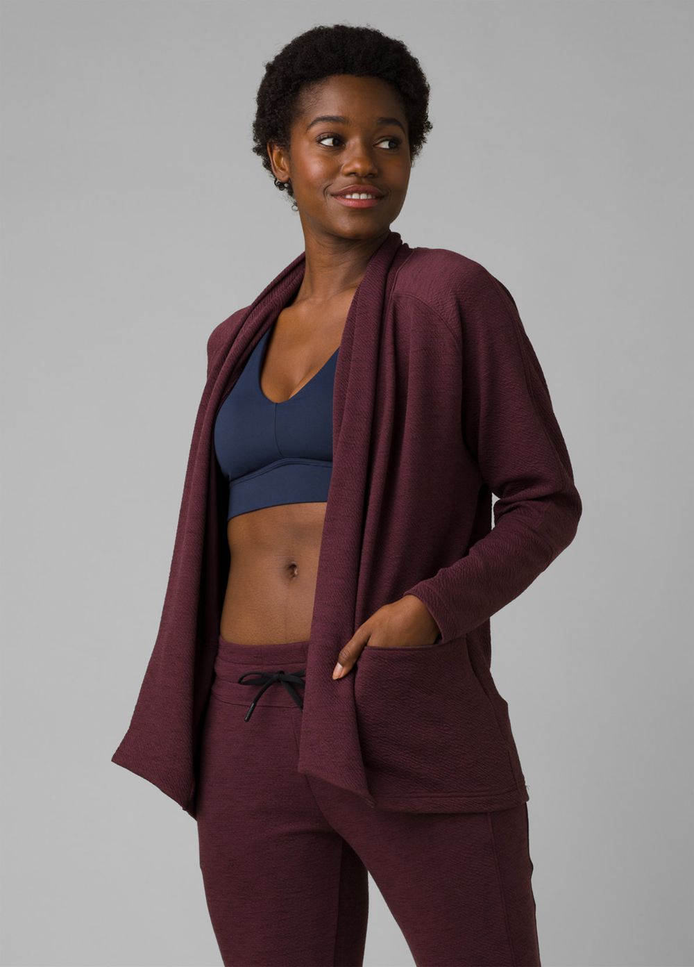 Burgundy Women's PrAna Sunrise Wrap Sweaters | FDWOYP241