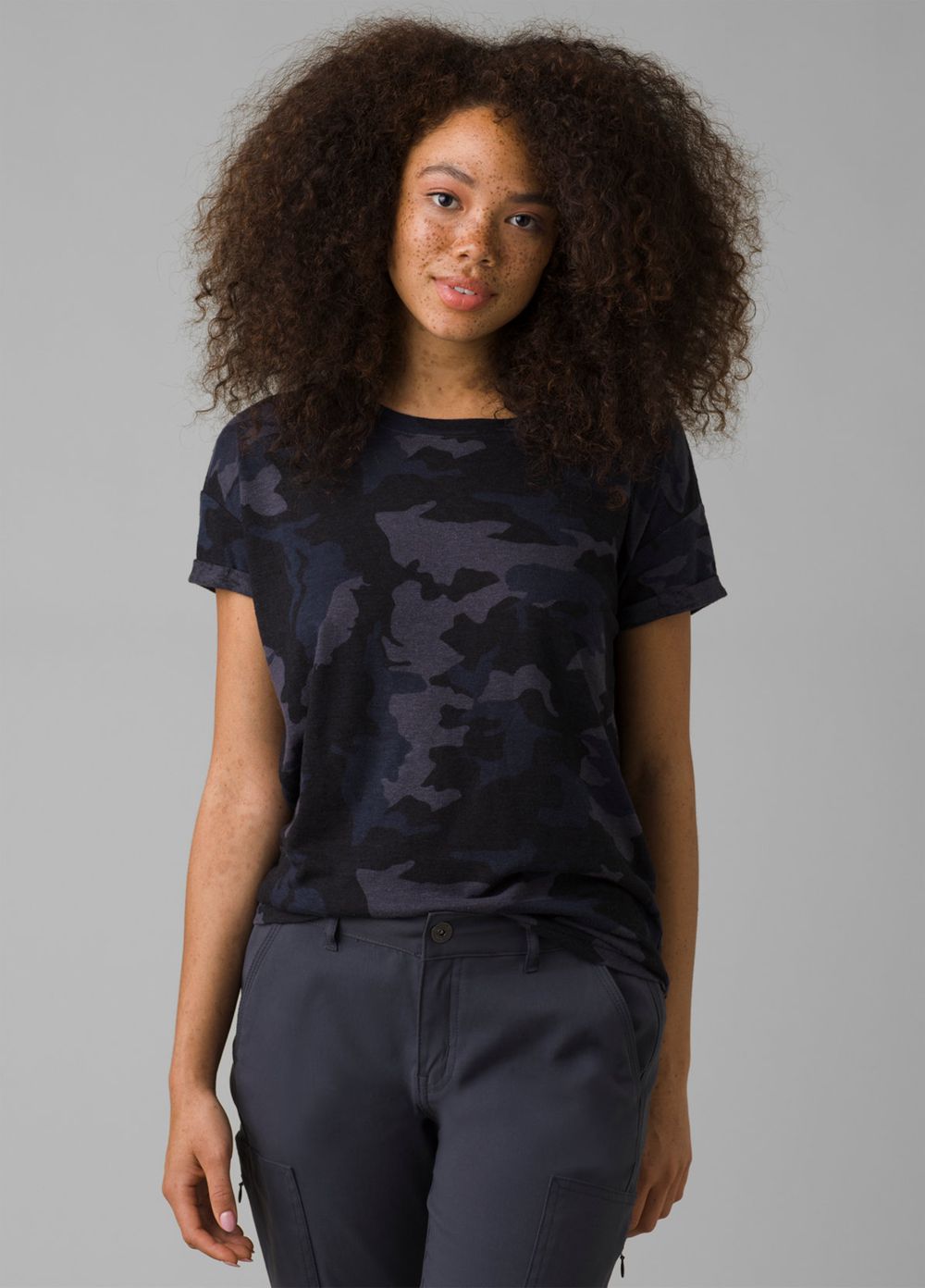 Camouflage Women's PrAna Cozy Up T-Shirts | QAESOM169