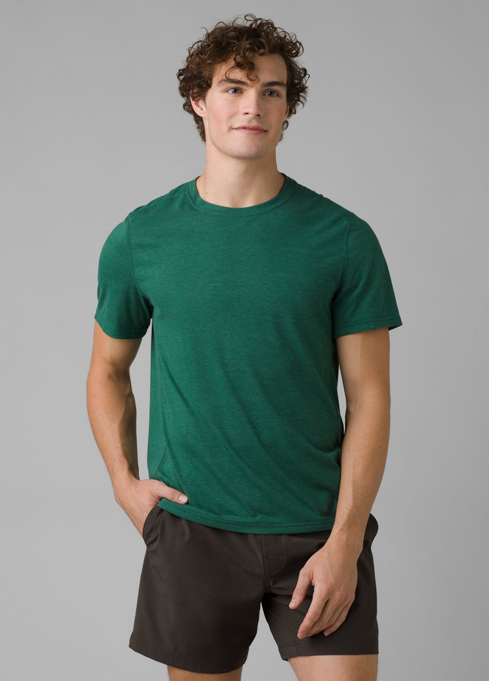 Green Men's PrAna Prospect Heights Crew T-Shirts | NCKEJX085