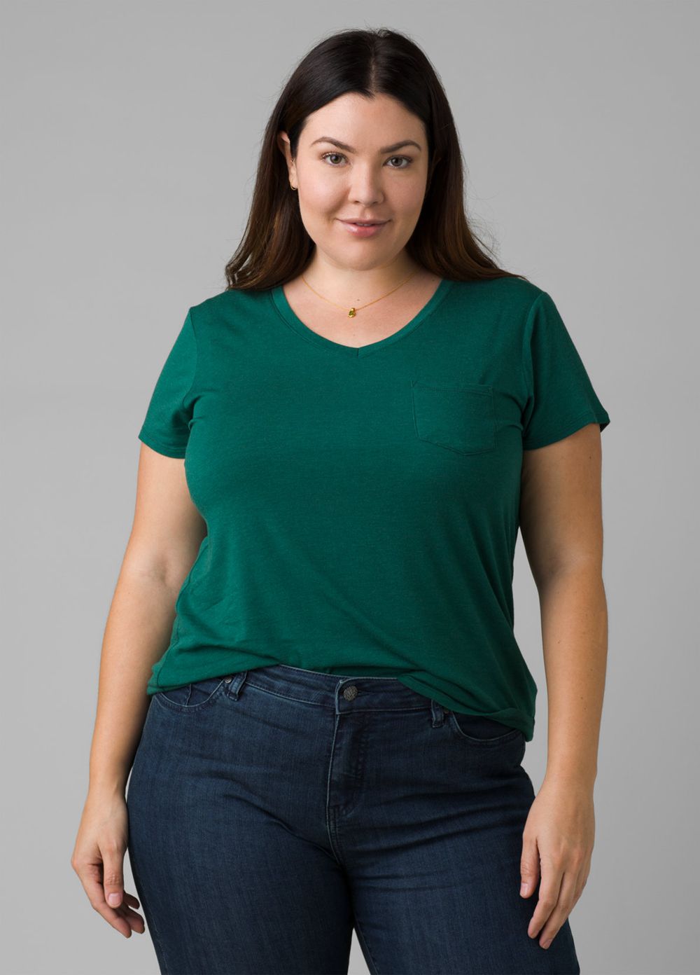 Green Women's PrAna Foundation Short Sleeve Plus T-Shirts | ASYMTB837