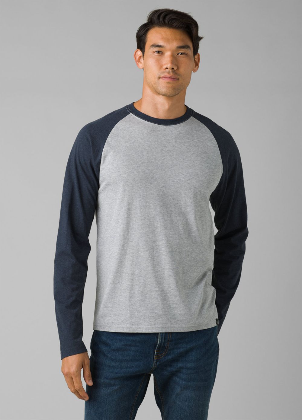 Grey Men's PrAna Baseball Raglan T-Shirts | XUMOZD837