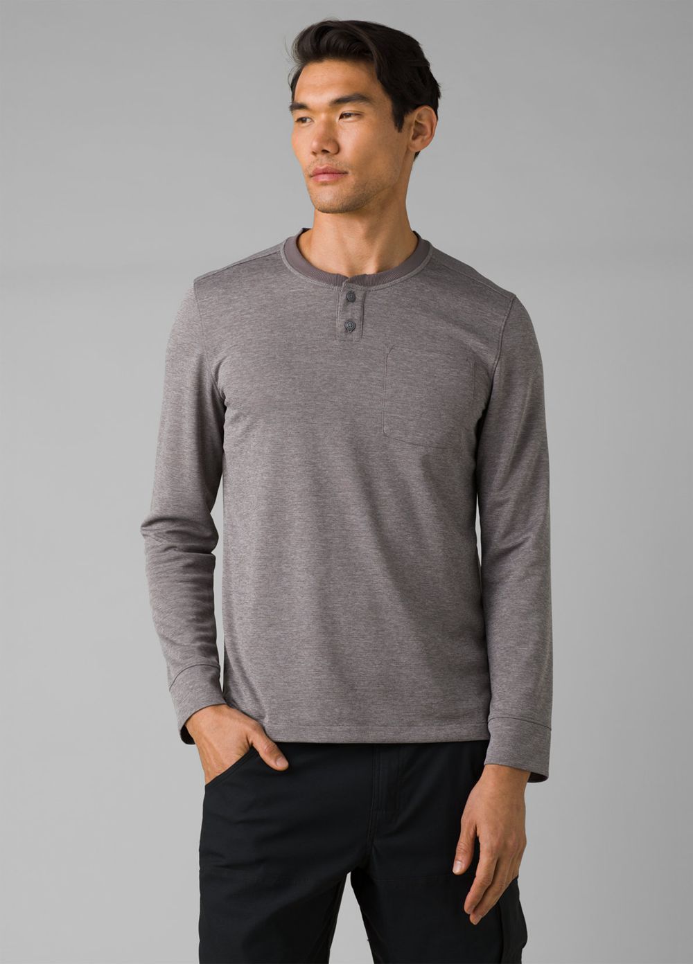 Grey Men's PrAna Sol Defender Henley T-Shirts | GLJPVF190