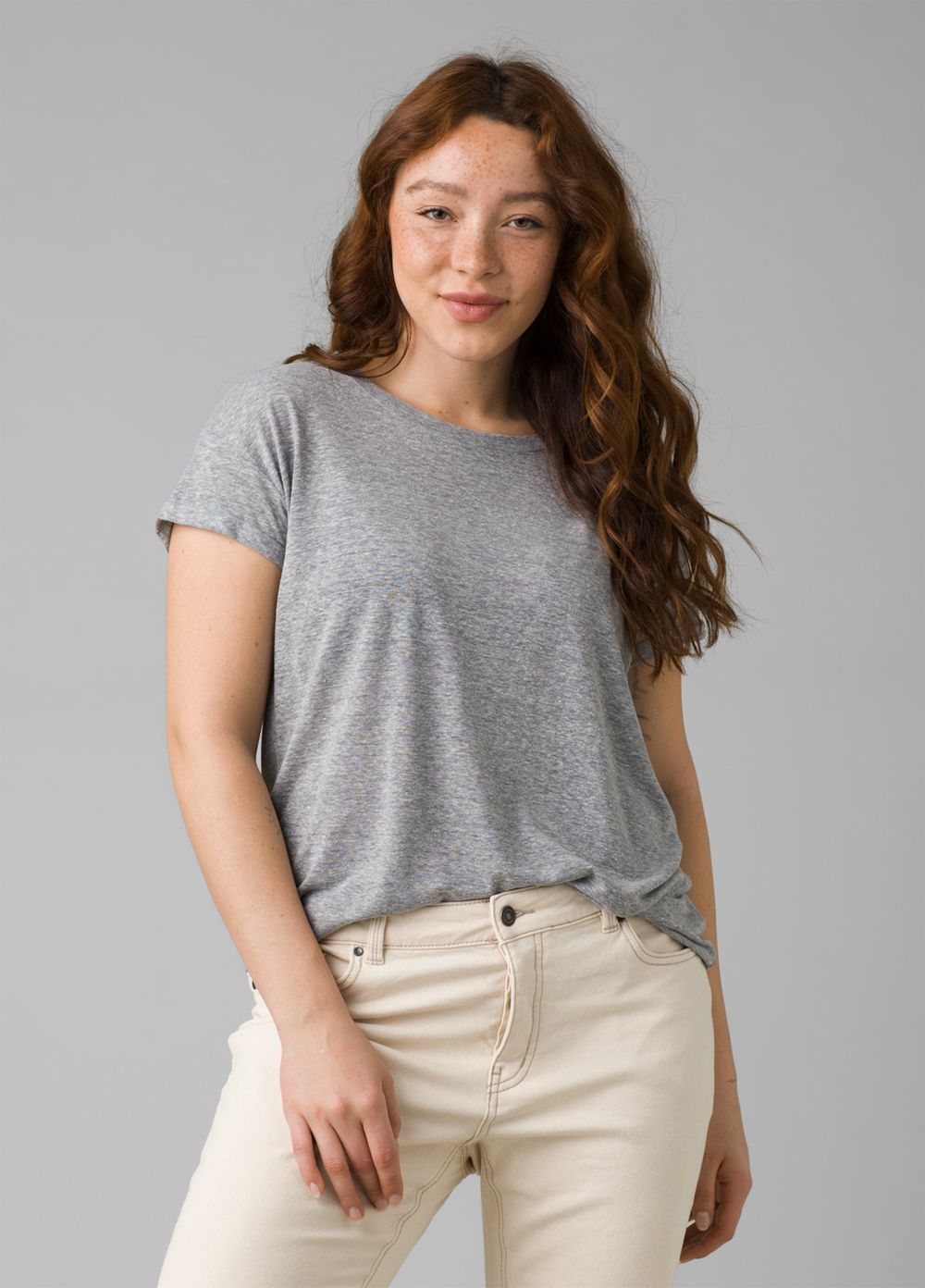 Grey Women's PrAna Cozy Up T-Shirts | BSUPVQ683