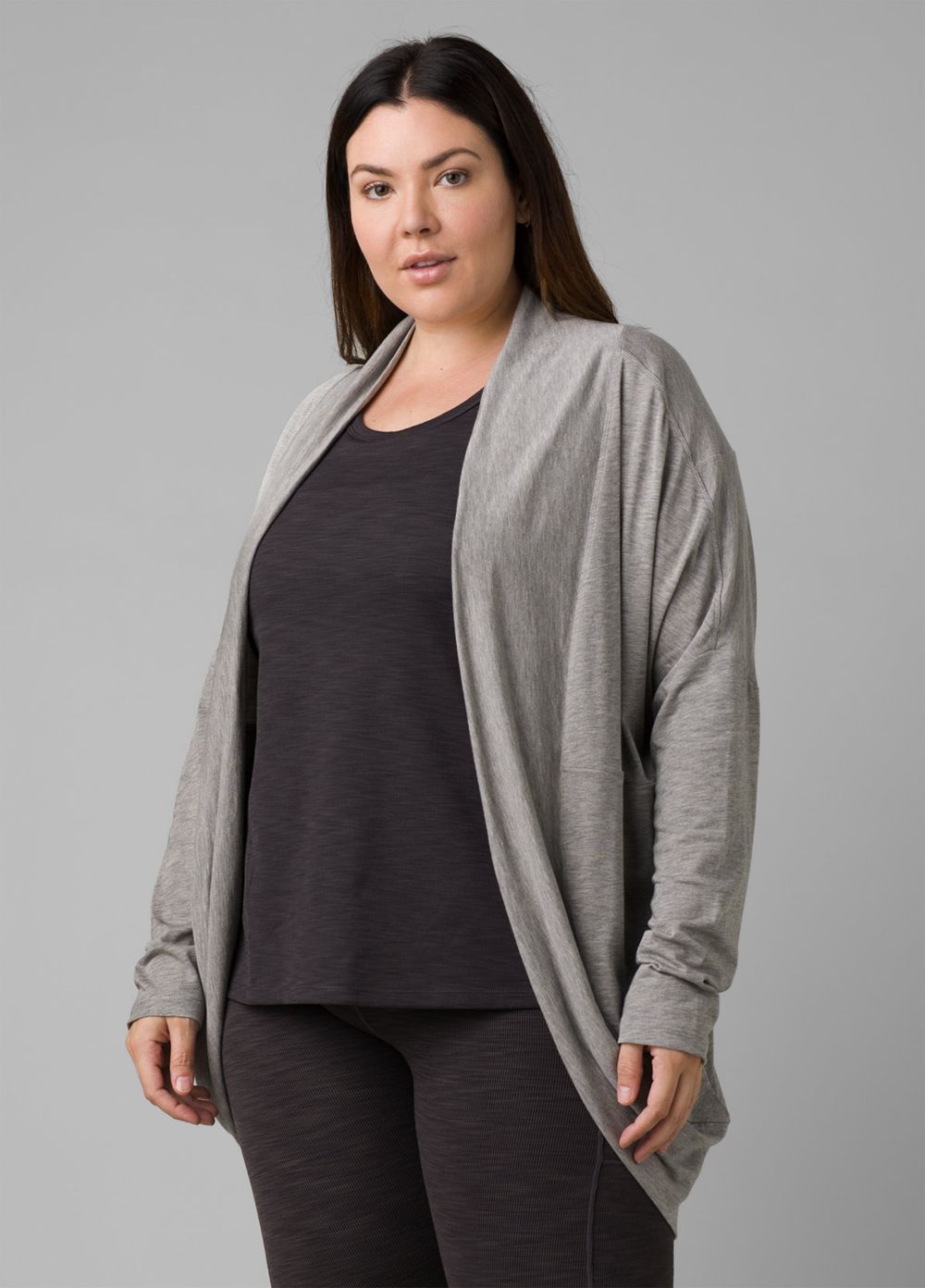 Grey Women's PrAna Foundation Munra Wrap Plus Sweaters | MKVUWI143