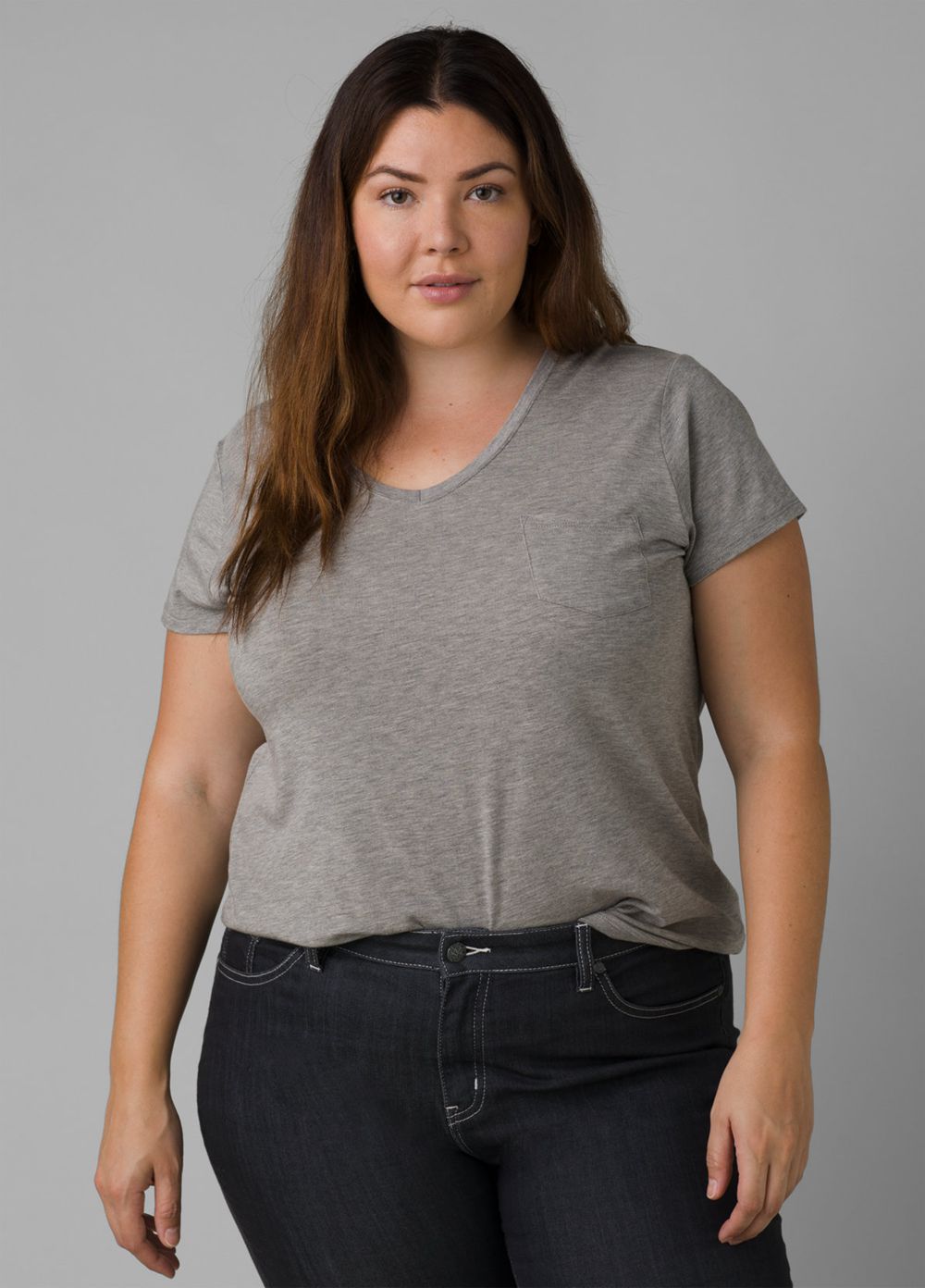 Grey Women's PrAna Foundation Short Sleeve Plus T-Shirts | MBZAQK793