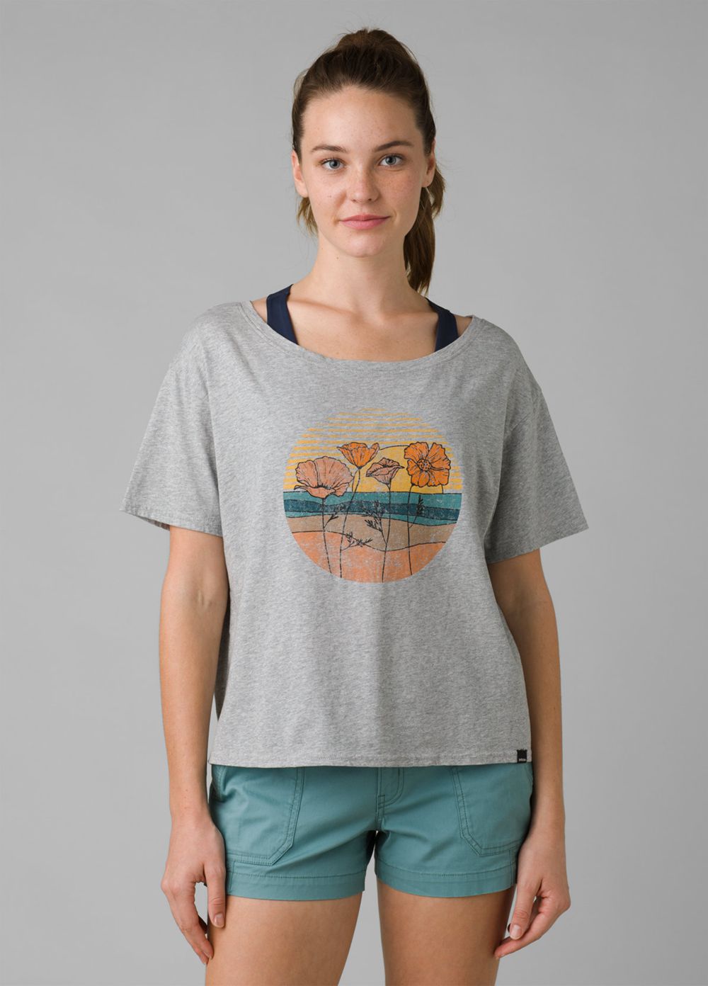 Grey Women's PrAna Organic Graphic T-Shirts | YGCLPJ982