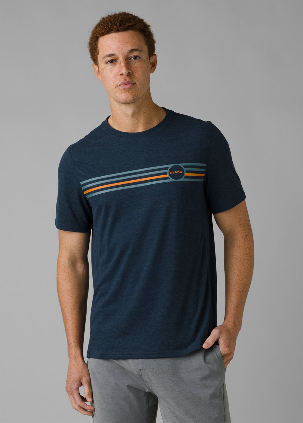 Navy Men's PrAna Prospect Heights Graphic Short Sleeve T-Shirts | QNXSIL368