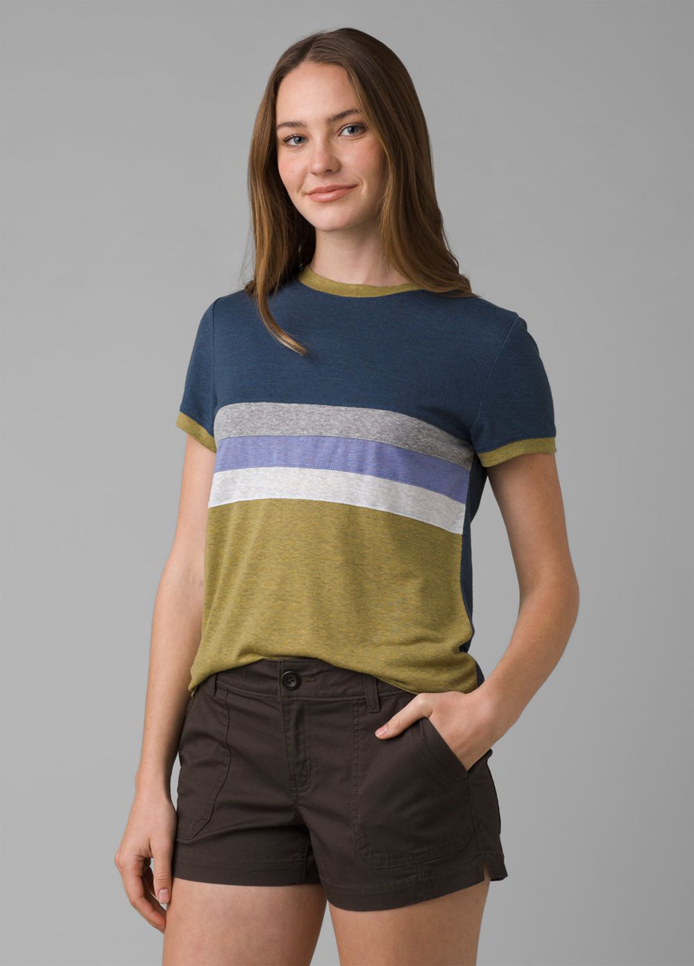 Navy Women's PrAna Cozy Up Ringer T-Shirts | JNVCQG823