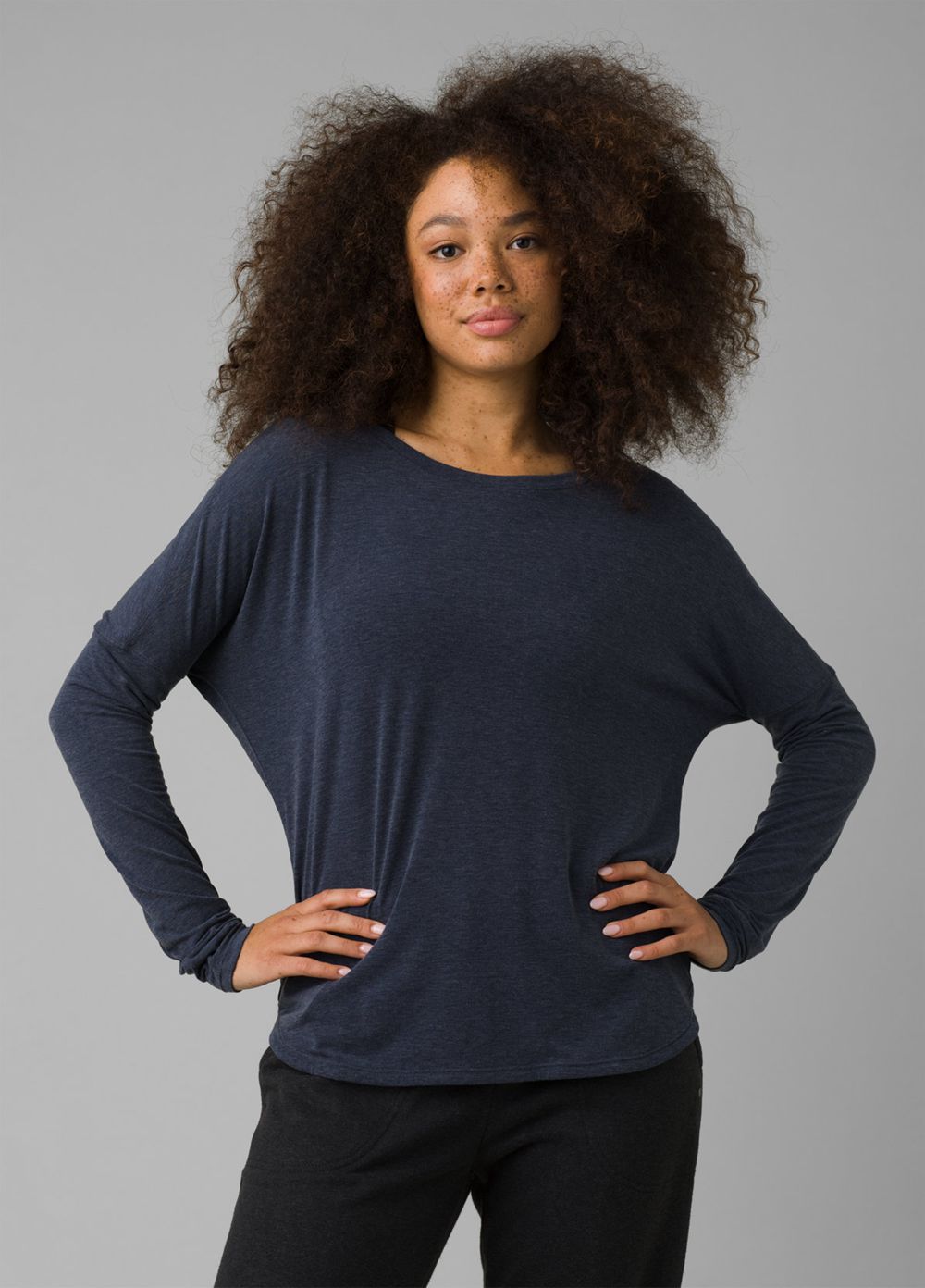 Navy Women's PrAna Rogue Long Sleeve T-Shirts | TVHCXU409