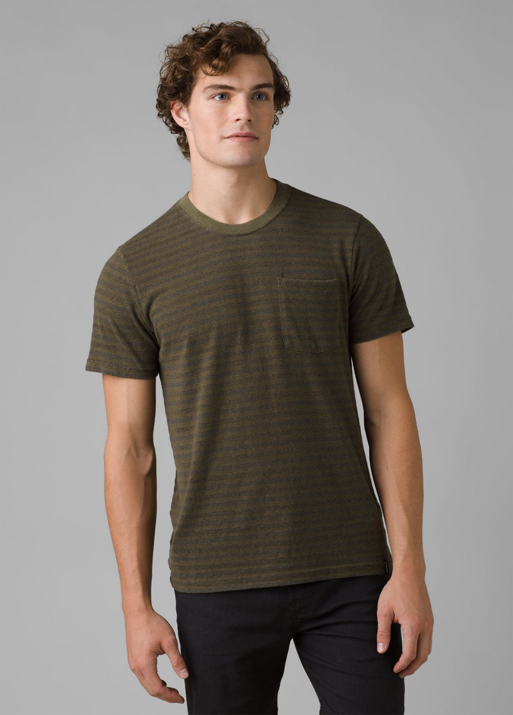 Olive Men's PrAna Cardiff Short Sleeve Pocket T-Shirts | NPIFZD816