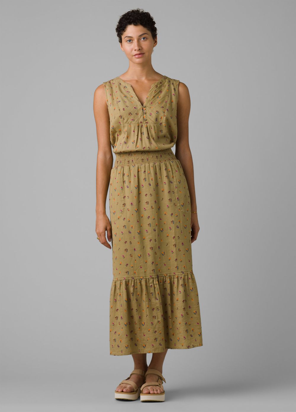 Olive Women's PrAna California Dreaming Dresses | IRWEQZ903