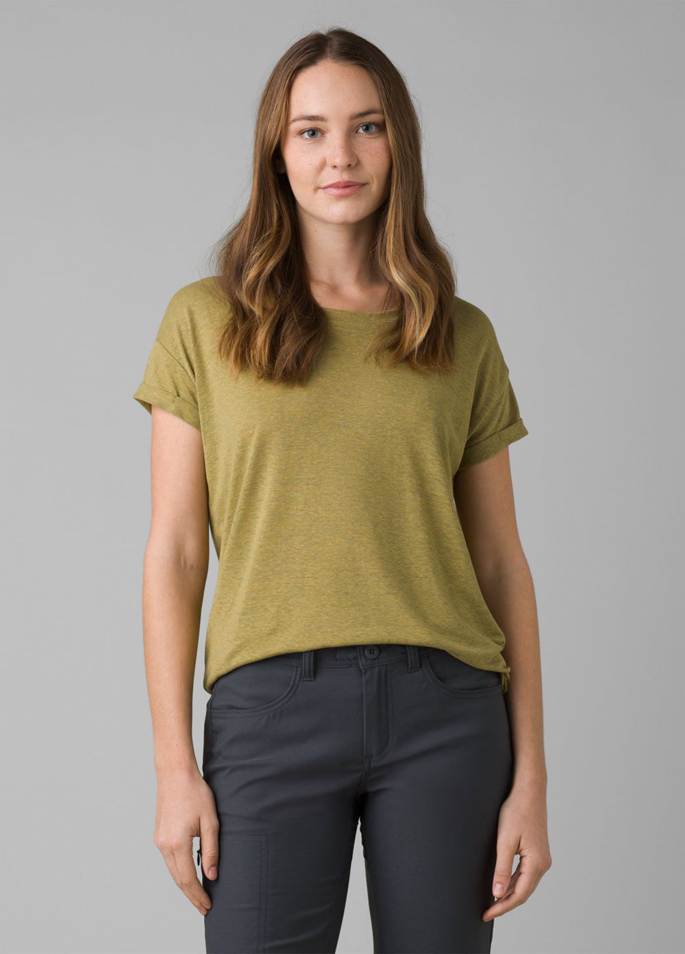 Olive Women's PrAna Cozy Up T-Shirts | BRIZGF420