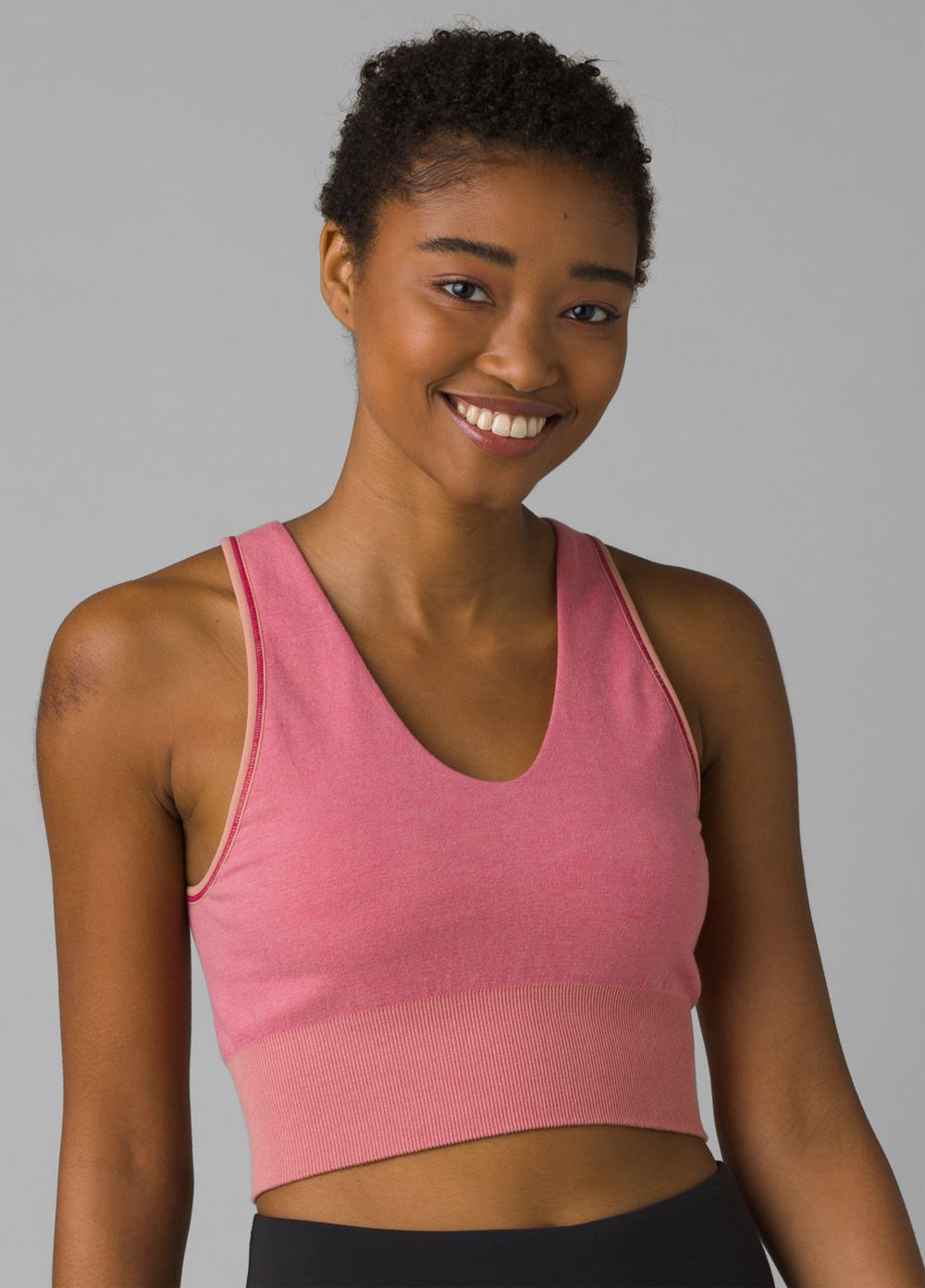 Pink Women's PrAna Sopra Seamless Crop Bra | JQMUIO147