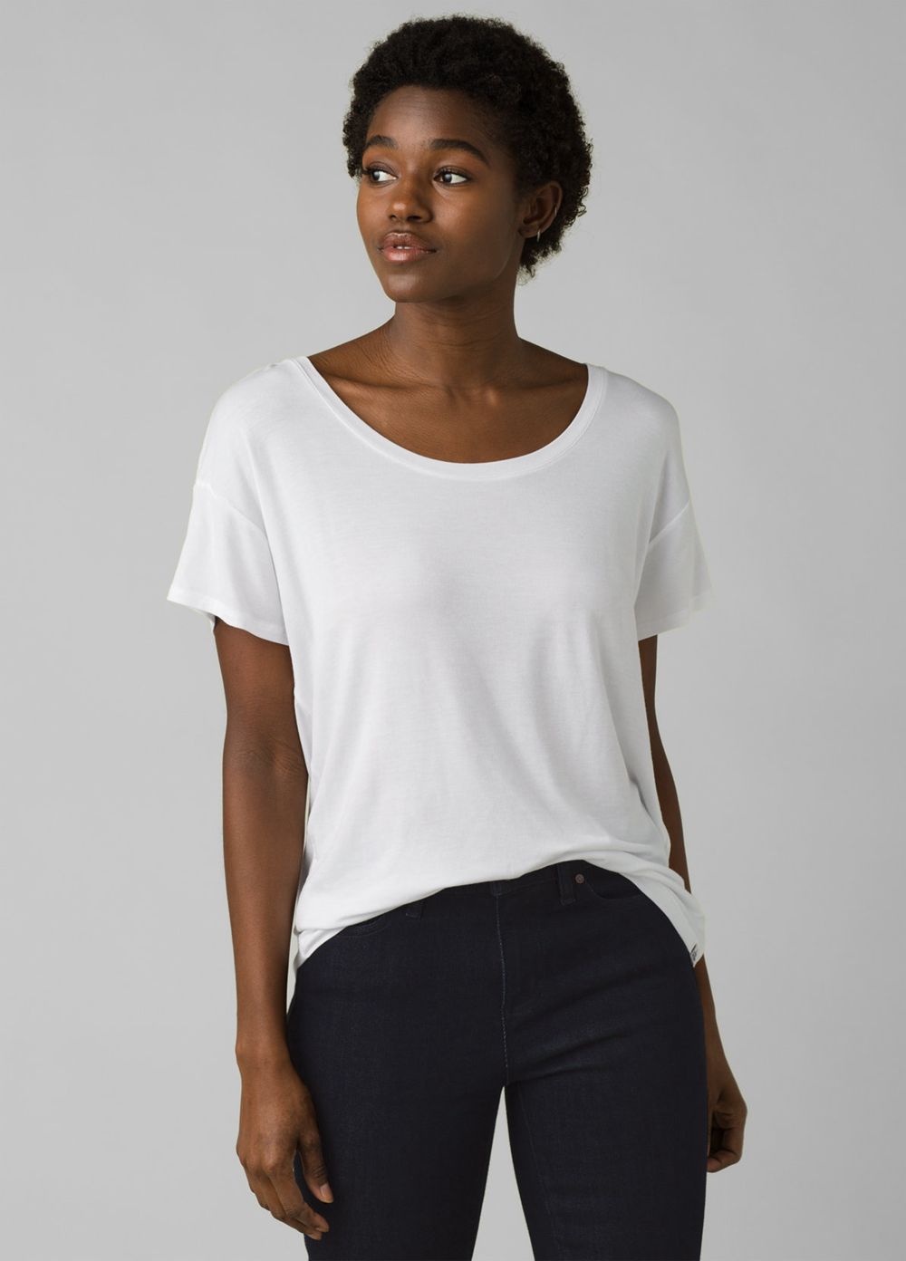 White Women's PrAna Foundation Slouch T-Shirts | PENAXU802