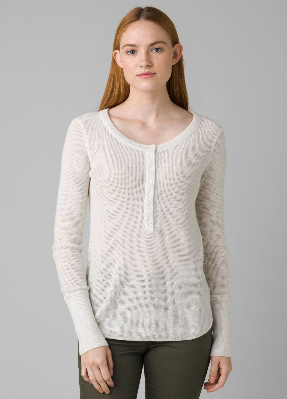 White Women's PrAna Milani Henley Sweaters | DXZWJP462