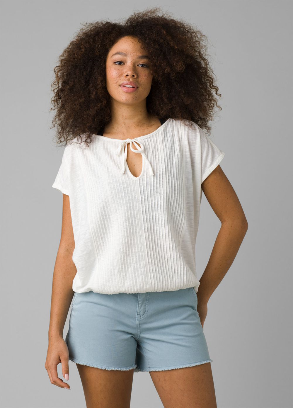 White Women's PrAna Ocupas Popover Shirts | WFBDEP264