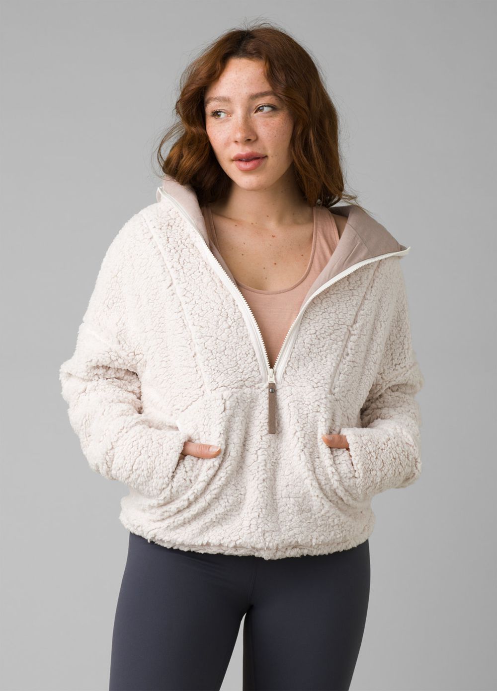 White Women's PrAna Polar Escape Half Zip Jackets | KWCNJQ125