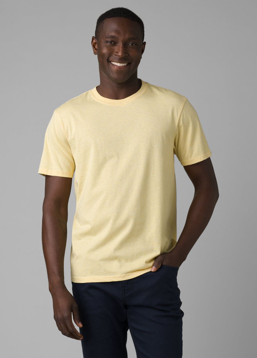 Yellow Men's PrAna Crew T-Shirts | BOQZPH289