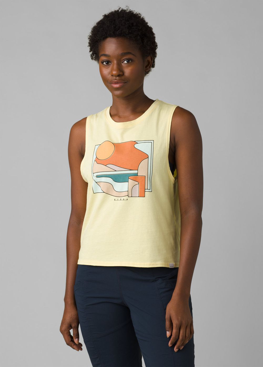 Yellow Women's PrAna Organic Graphic Sleeveless Tank Top | EDBHMA652